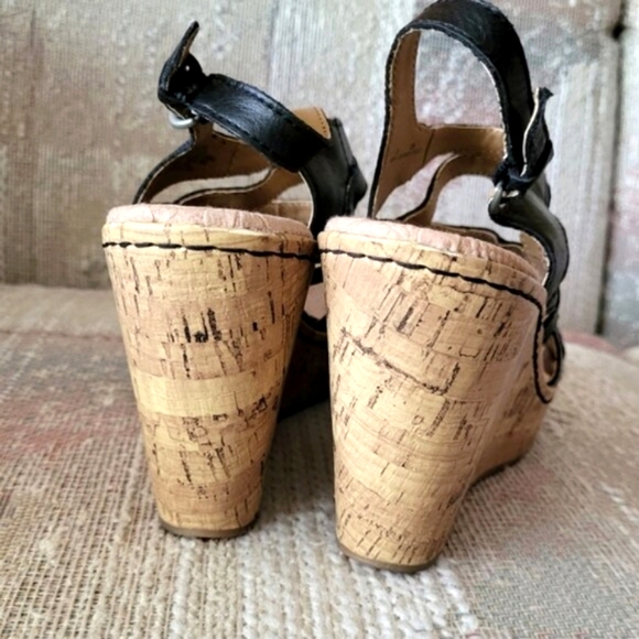 B.O.C Born Concept Brygida Black Cork Wedge Platform Slingback Sandals Size 8 - Picture 6 of 10